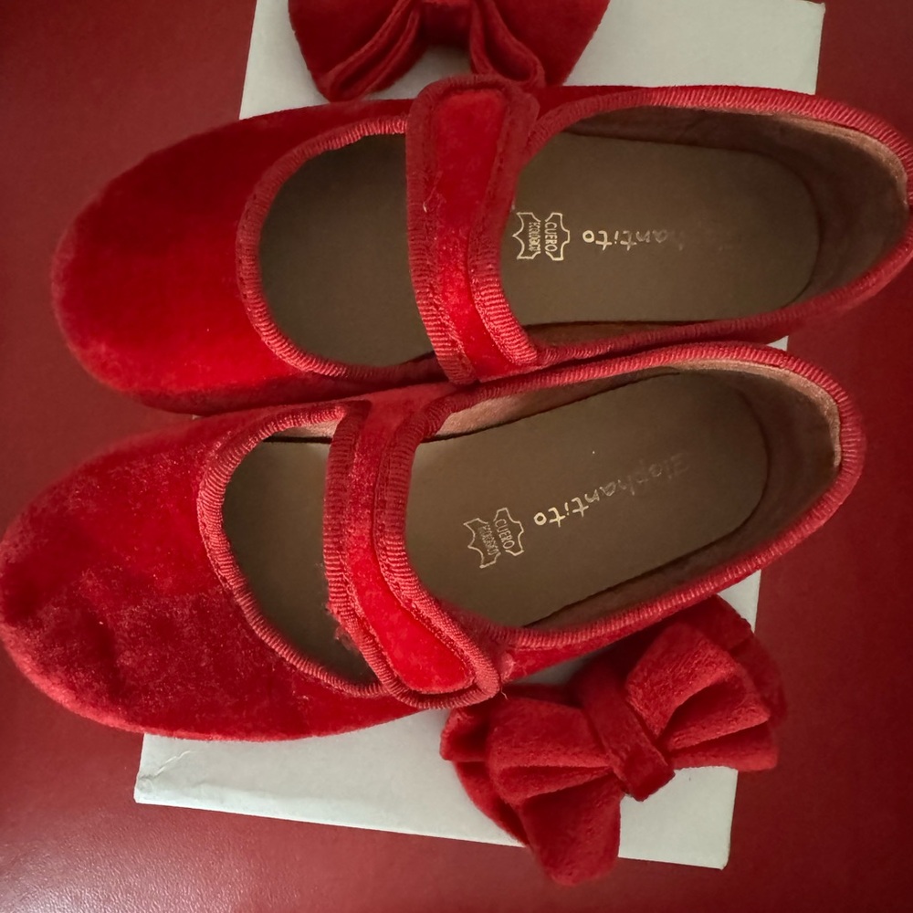 Elephantito Kids Red Velvet Slippers